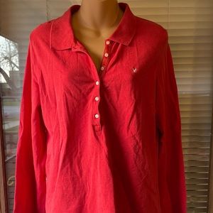 American Eagle: Red Button Down Polo, Size XL